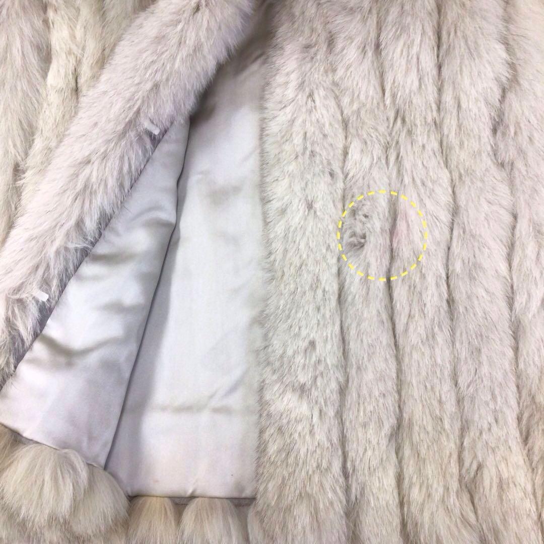 ミドルコート 毛皮コート フォックスファー アウター リアルファー オフホワイト