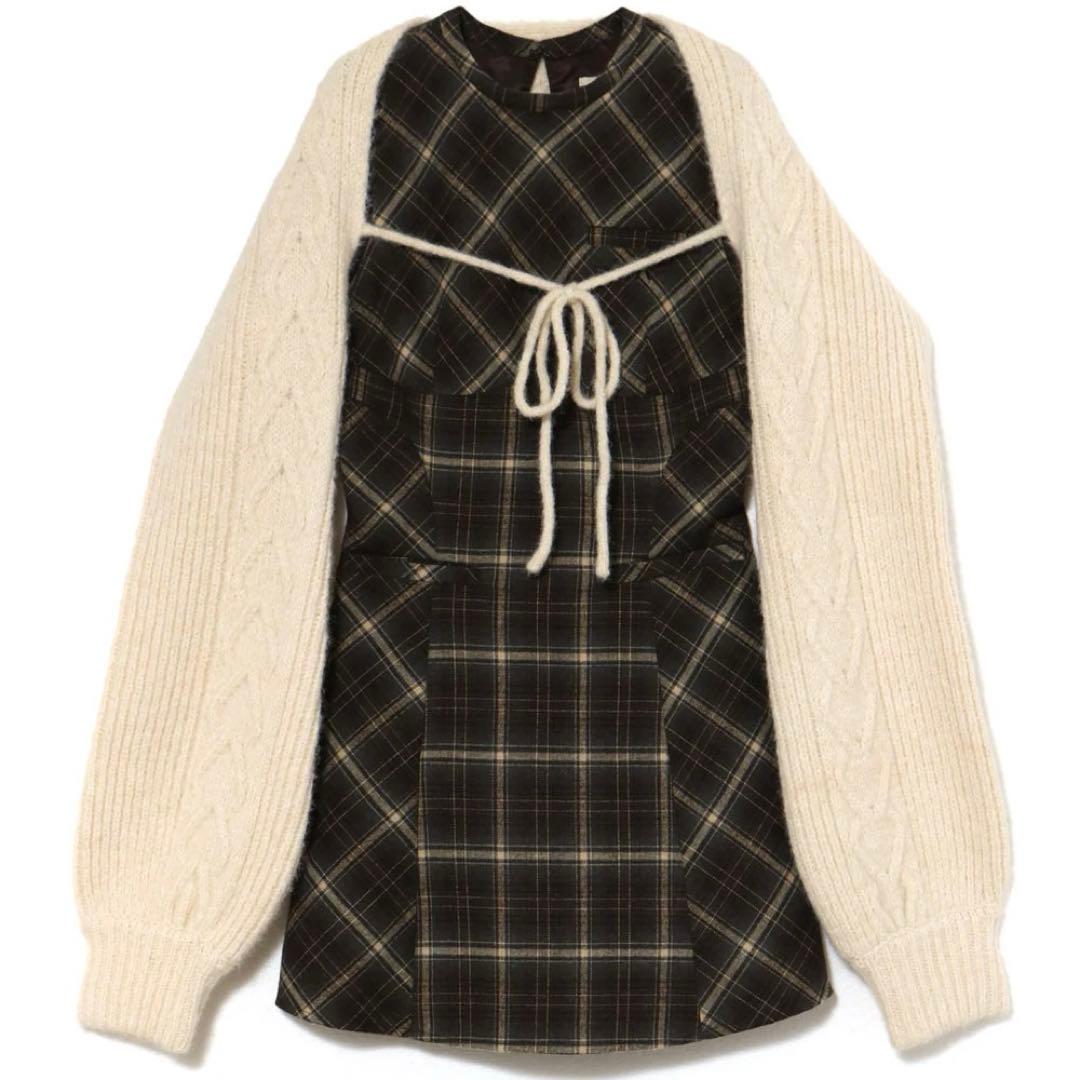 ワンピース andmary mini check set mini dress brown