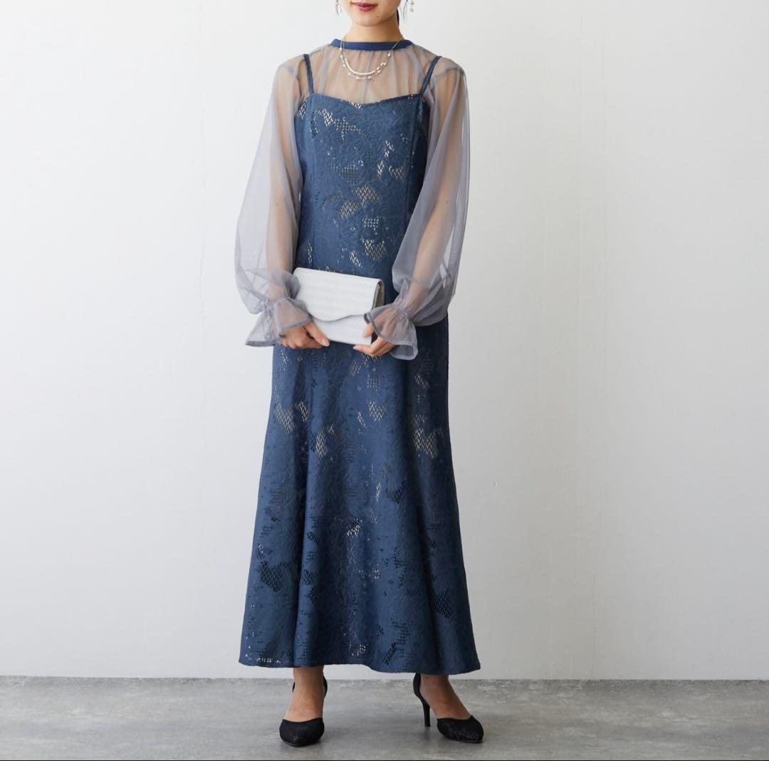 シフォンボレロセットメニーウエイドレス　ブルー　オケージョン　結婚式　お呼ばれ