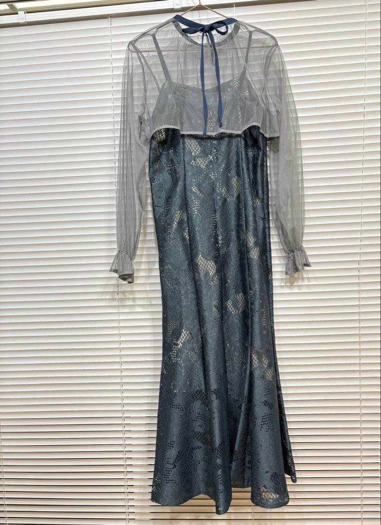 シフォンボレロセットメニーウエイドレス　ブルー　オケージョン　結婚式　お呼ばれ