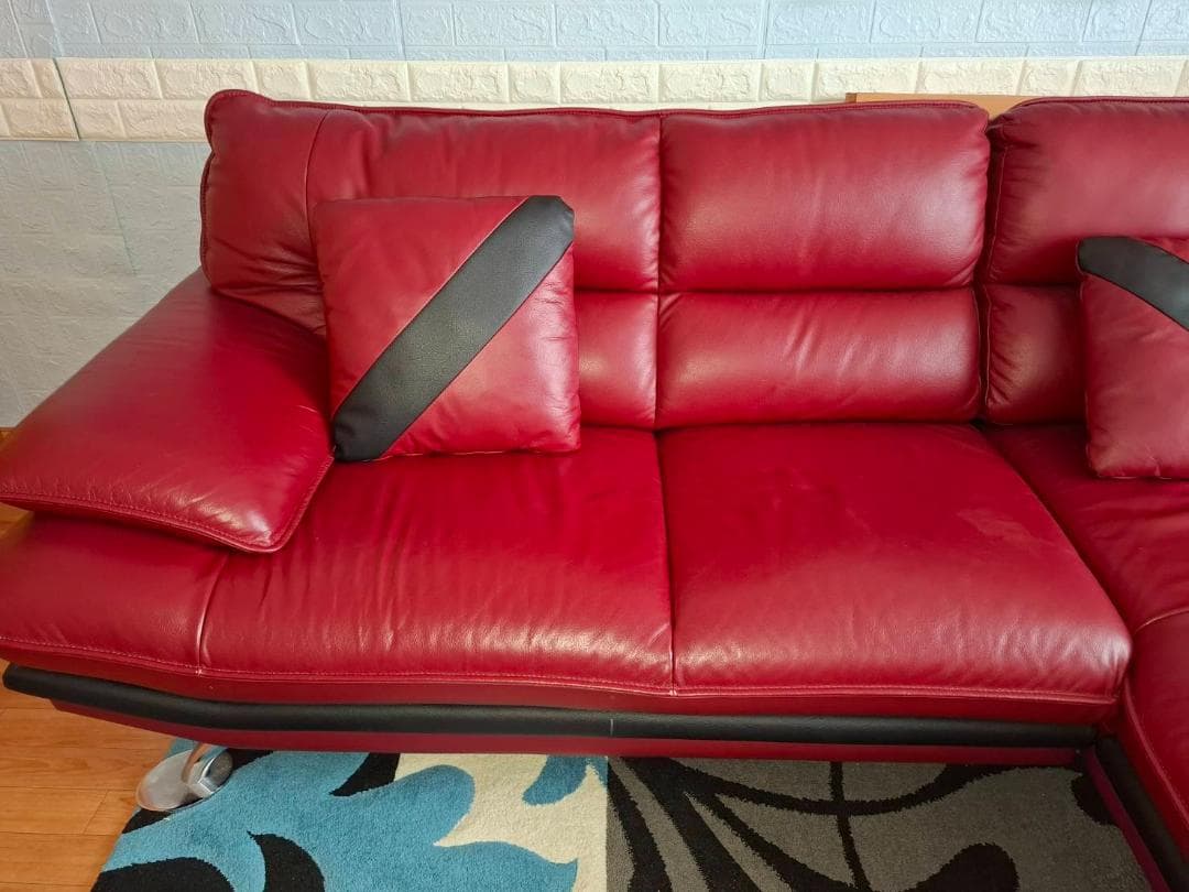 【送コミor5000】自走持ち帰り大方歓迎・左カウチソファーセット人気のレッド系