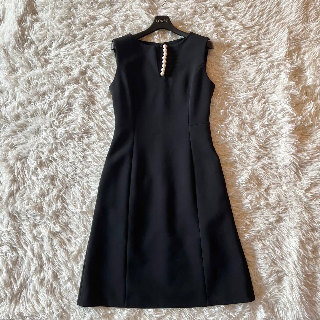 美品✨ ヨーコチャン パール Aライン ワンピース ドレス ブラック 38