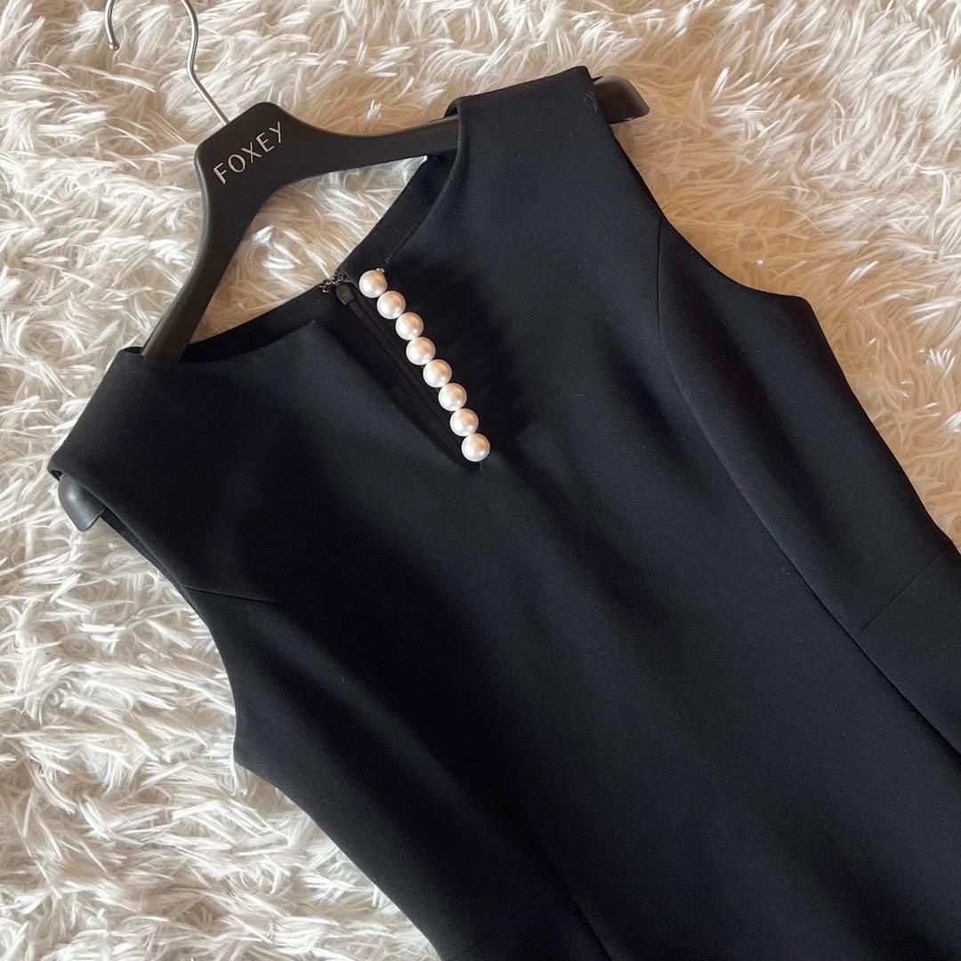 美品✨ ヨーコチャン パール Aライン ワンピース ドレス ブラック 38