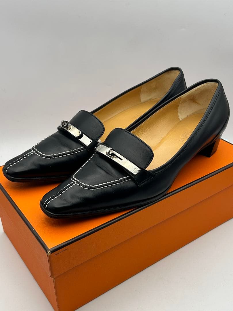 極美品 HERMES エルメス ケリーパンプス スクエアトゥ 23.5cm