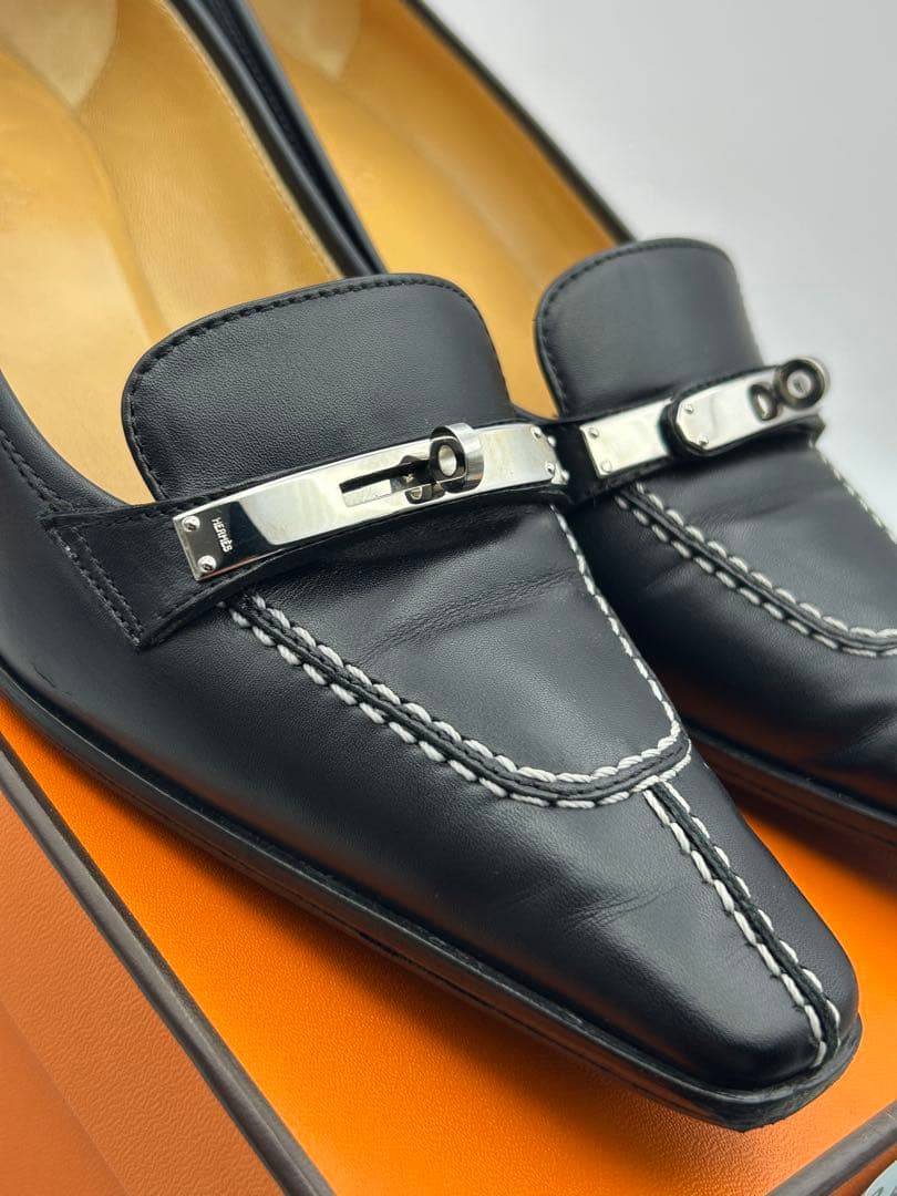 極美品 HERMES エルメス ケリーパンプス スクエアトゥ 23.5cm