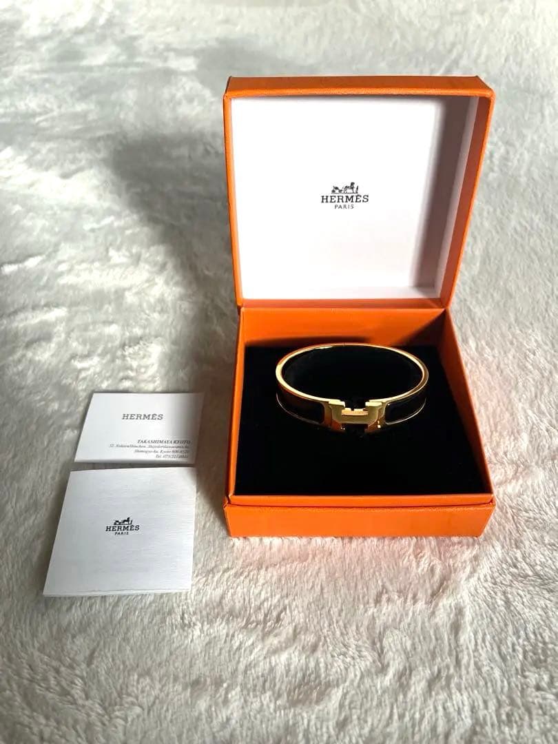 HERMES エルメス クリック　バングル黒×イエローゴールド