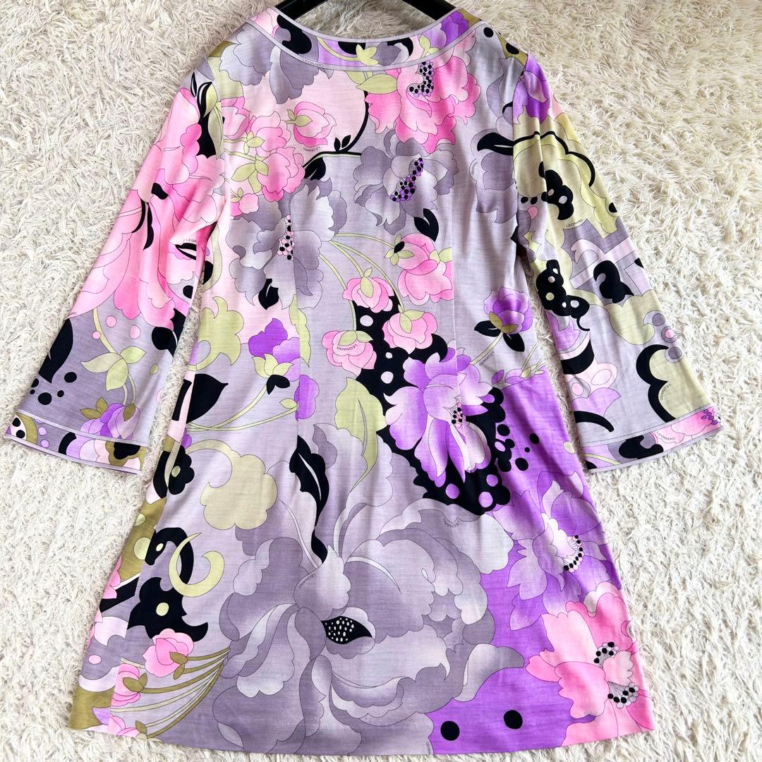 【極美品 LEONARD】 お花柄 上品 近年 チュニック ウール シルク M