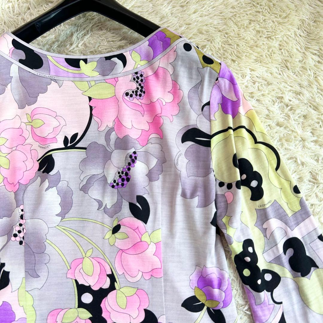 【極美品 LEONARD】 お花柄 上品 近年 チュニック ウール シルク M