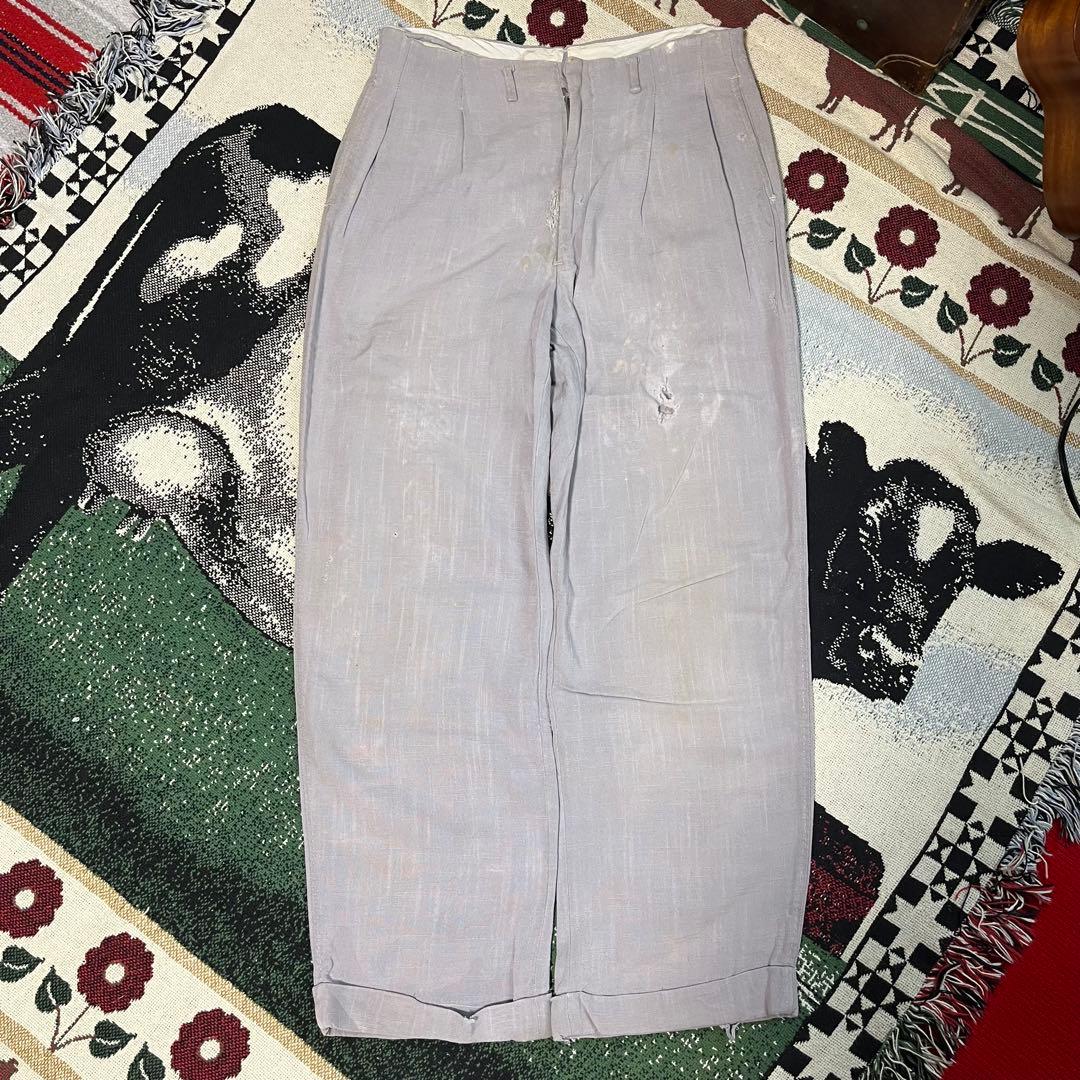 50s ネップ 絣 リネン ヴィンテージ ギャバジン レーヨン 60s ピンク