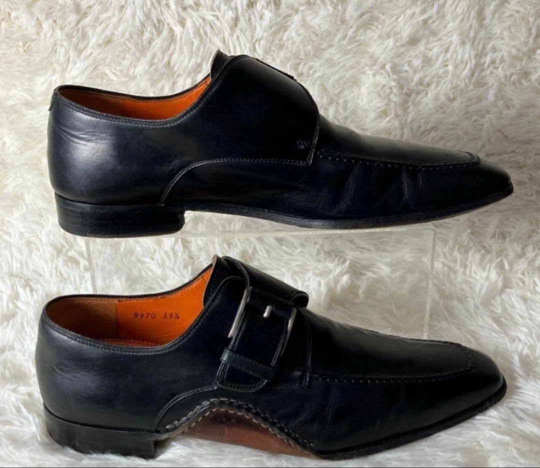 美品 MAGNANNI マグナーニ モンクストラップ 黒 レザー 革靴 約25㎝