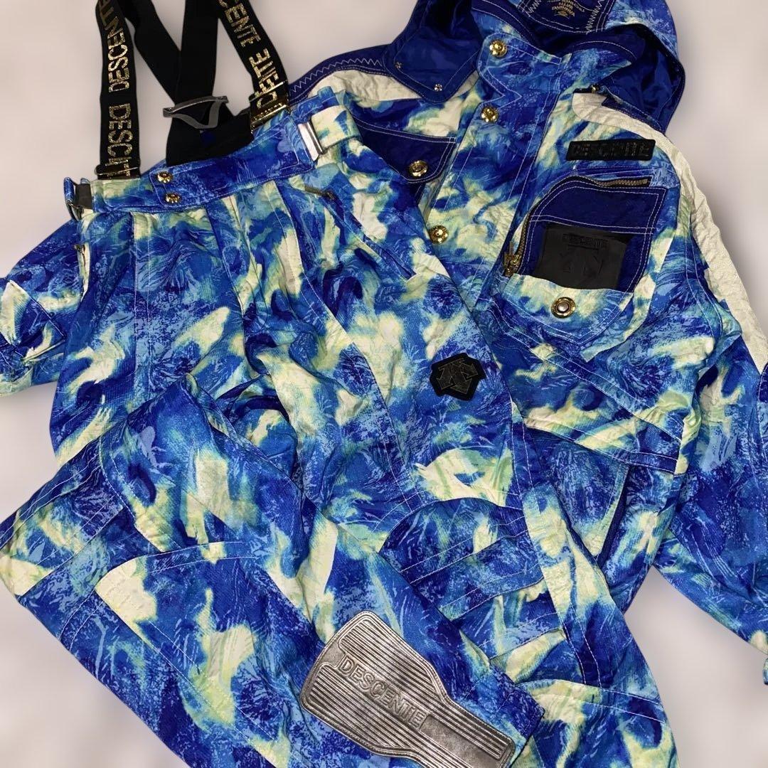 【デサント】レトロ スキーウェア スノボーウェア セットアップ　M 派手カラフル