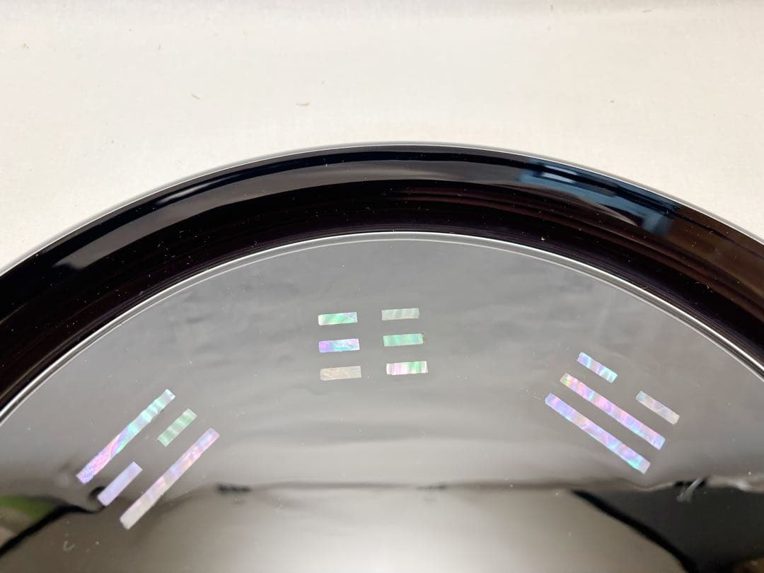 ほぼ未使用 茶道具 黒塗 八卦盆 螺鈿細工 丸盆 青貝 漆器 紙箱
