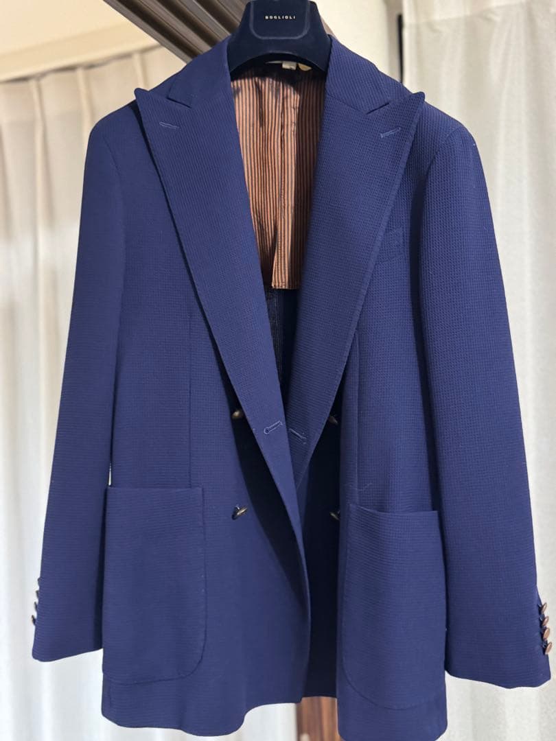 BOGLIOLI ボリオリ ネイビー ダブルブレスト テーラードジャケット 46