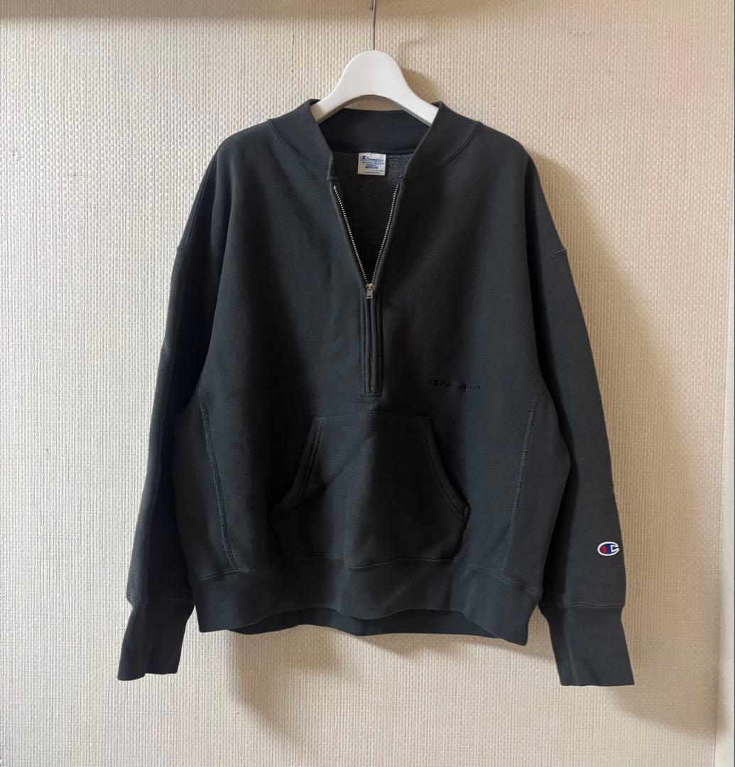 Framework Champion 別注ハーフジップ リバースウィーブ グレー