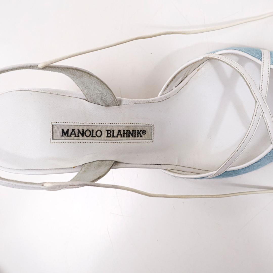 H3662-n2マノロブラニク　　ハラコ　バックストラップレースアップパンプス