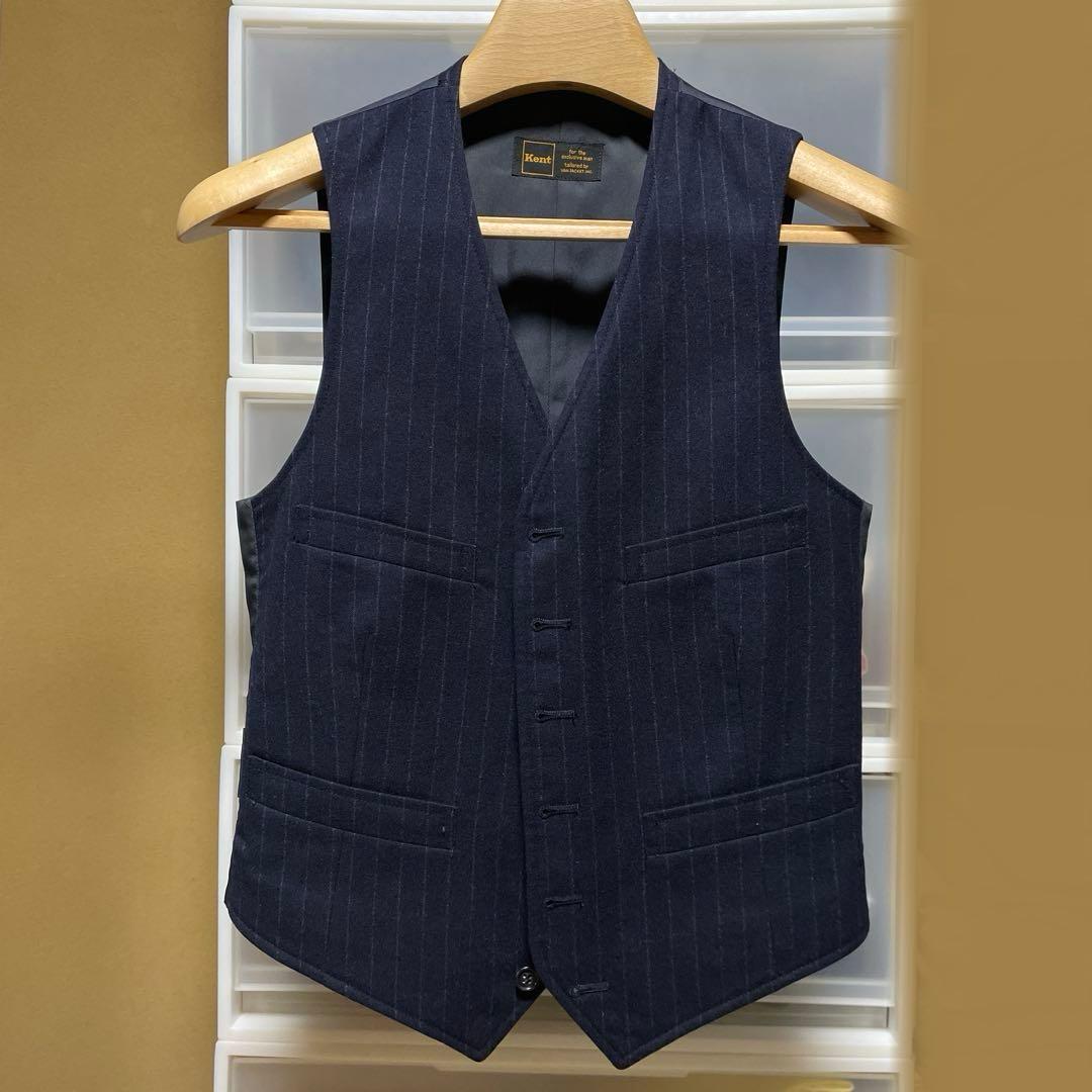 美品 70〜80s Kent 2B 3ピーススーツ チョークストライプ Sサイズ