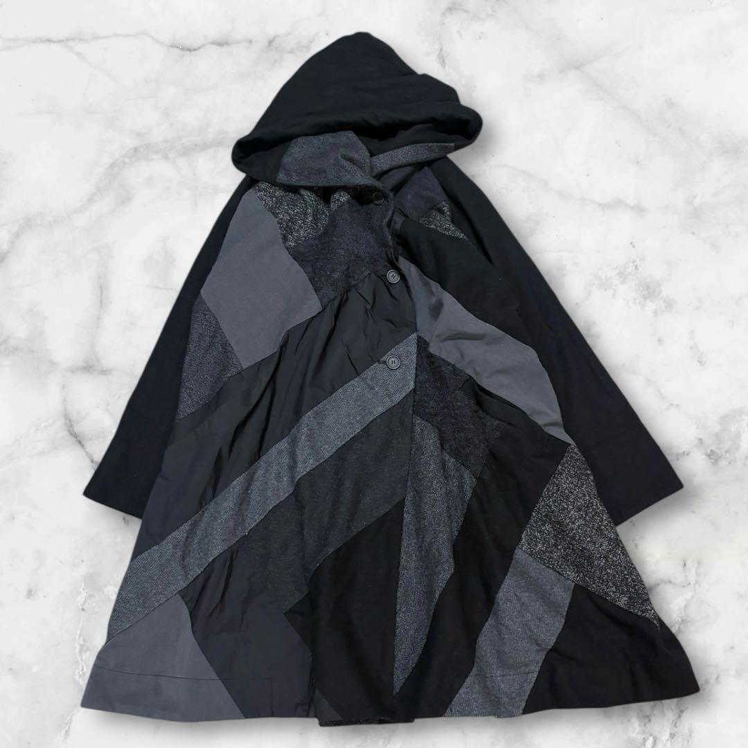 センソユニコ MOYURUパッチワーク コート ジャケット ブラック 異素材