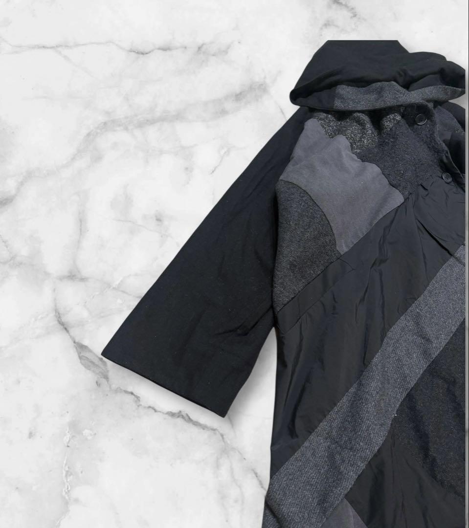 センソユニコ MOYURUパッチワーク コート ジャケット ブラック 異素材