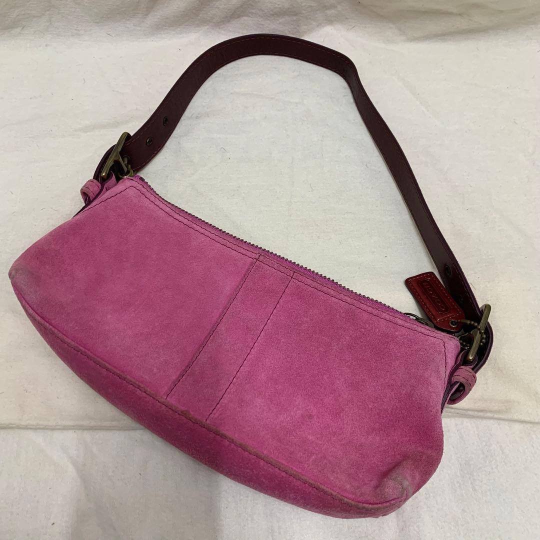 COACH コーチ　ハンドバッグ　スエード　ピンク　E04S-7470