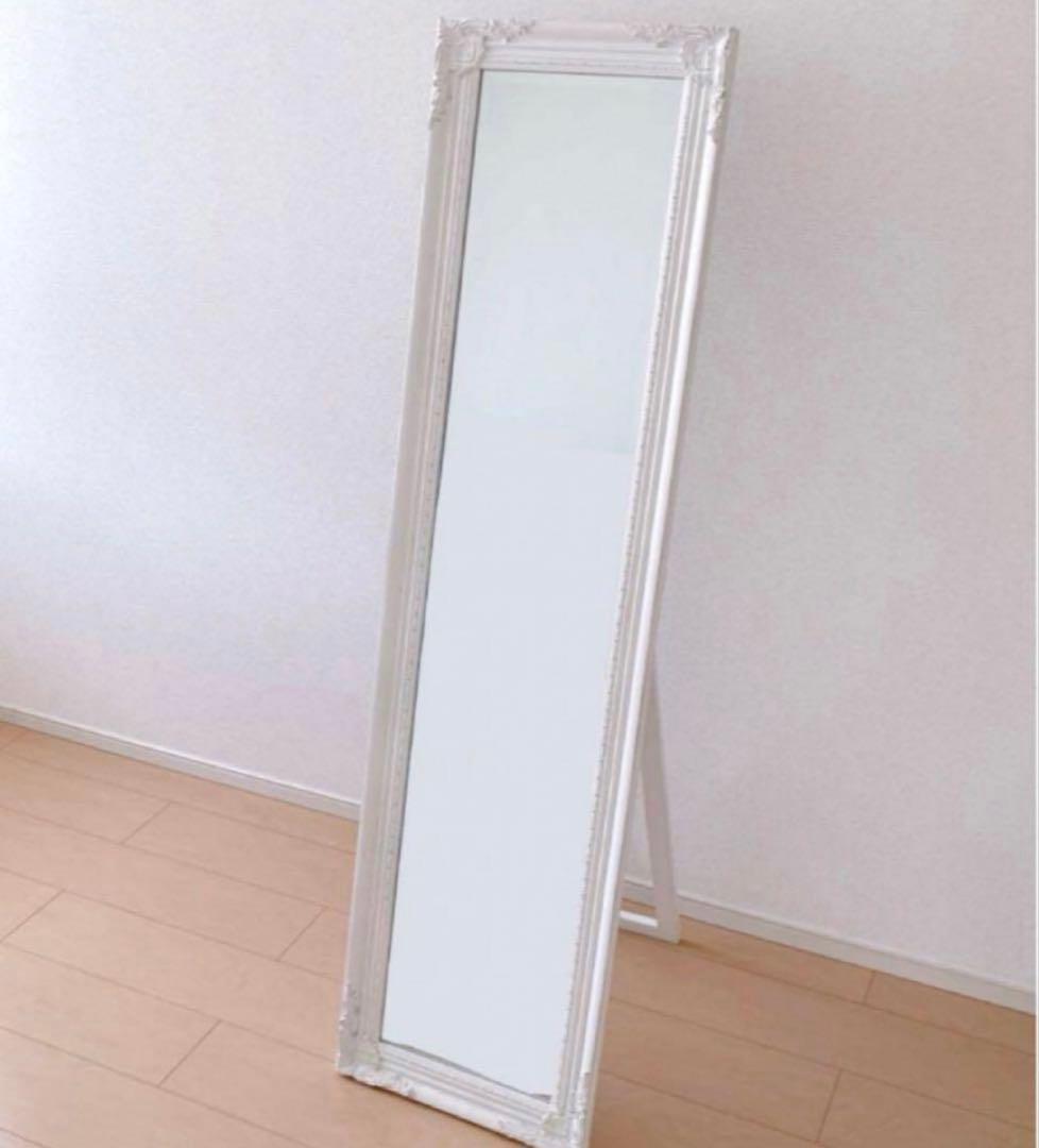 【美品】シャビーシック アンティーク調 スタンドミラー 全身鏡