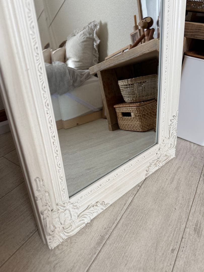 【美品】シャビーシック アンティーク調 スタンドミラー 全身鏡