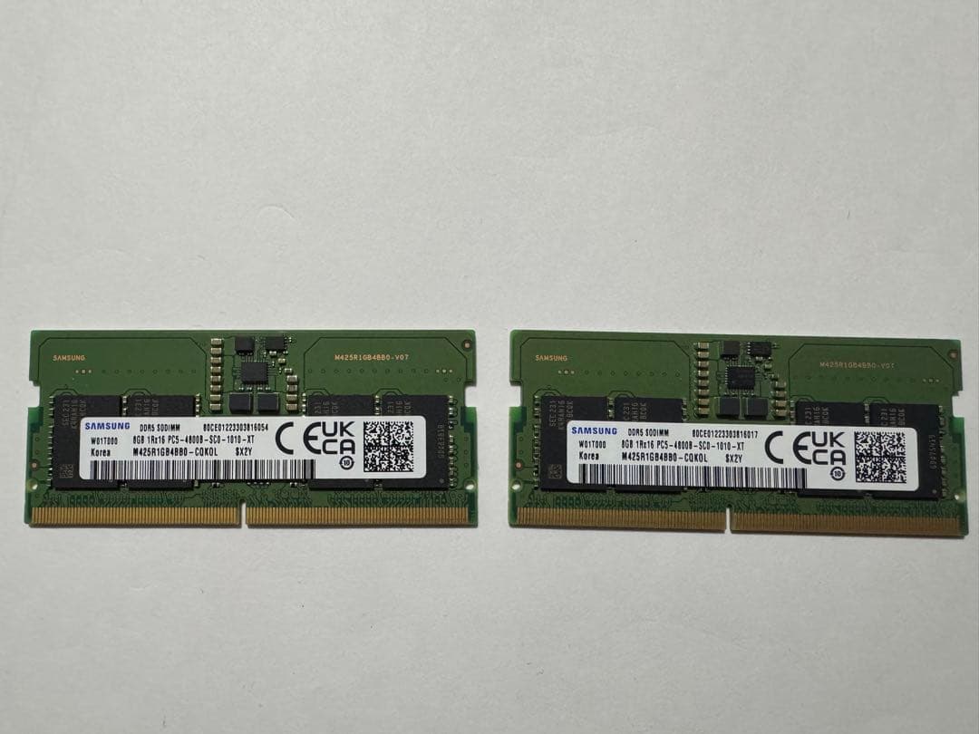 2枚セット SAMSUNG DDR5 8GBメモリ ノート用 計16GB