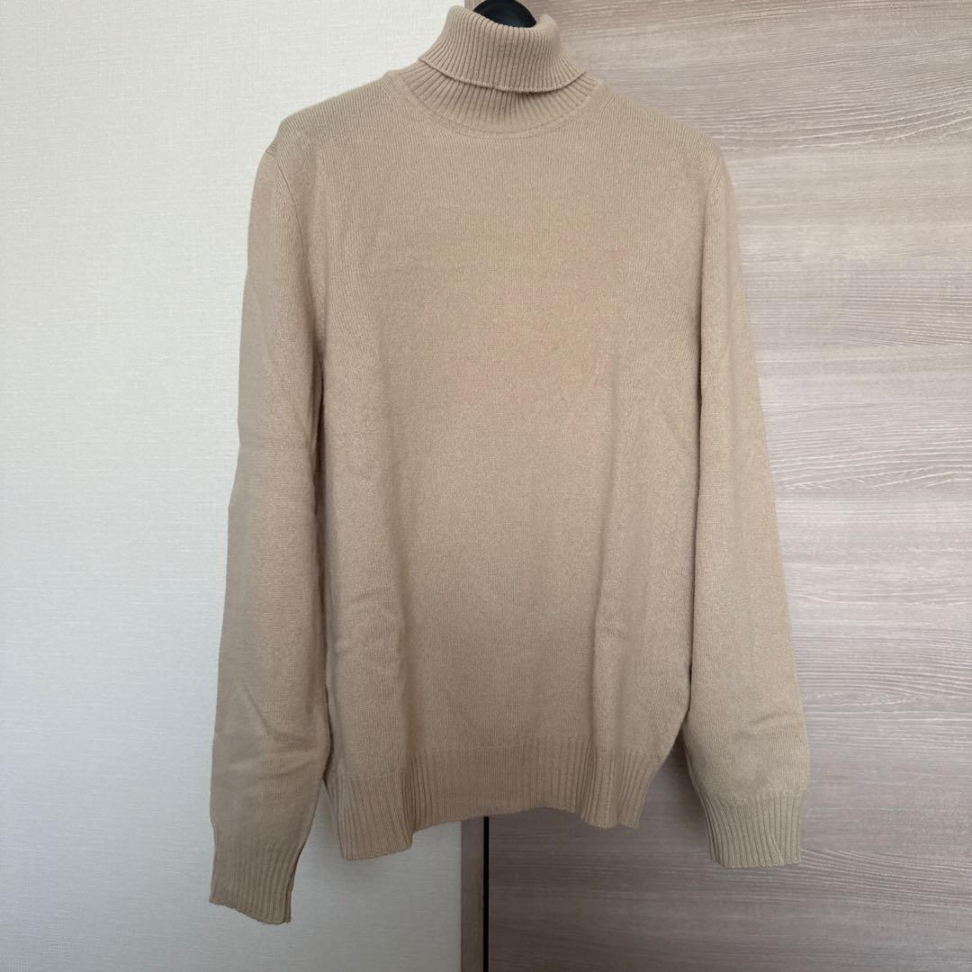 FEDELI フェデリ ミルクティ ベージュカシミヤタートルネックニット46 M