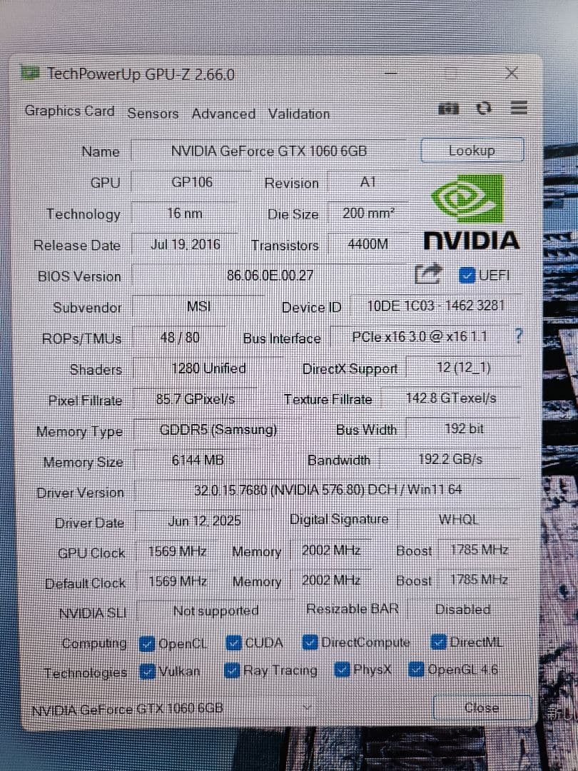 MSI GeForce GTX 1060 GAMING X グラフィックボード