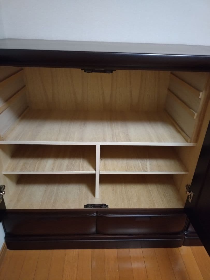 ダークブラウン 5段チェスト 扉付き収納桐タンス着物収納