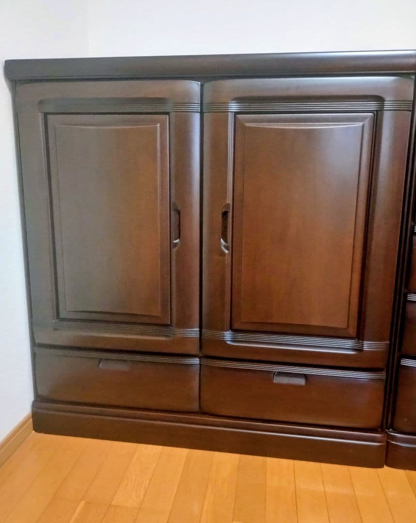 ダークブラウン 5段チェスト 扉付き収納桐タンス着物収納