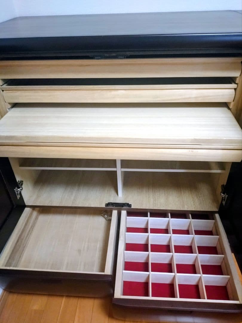 ダークブラウン 5段チェスト 扉付き収納桐タンス着物収納