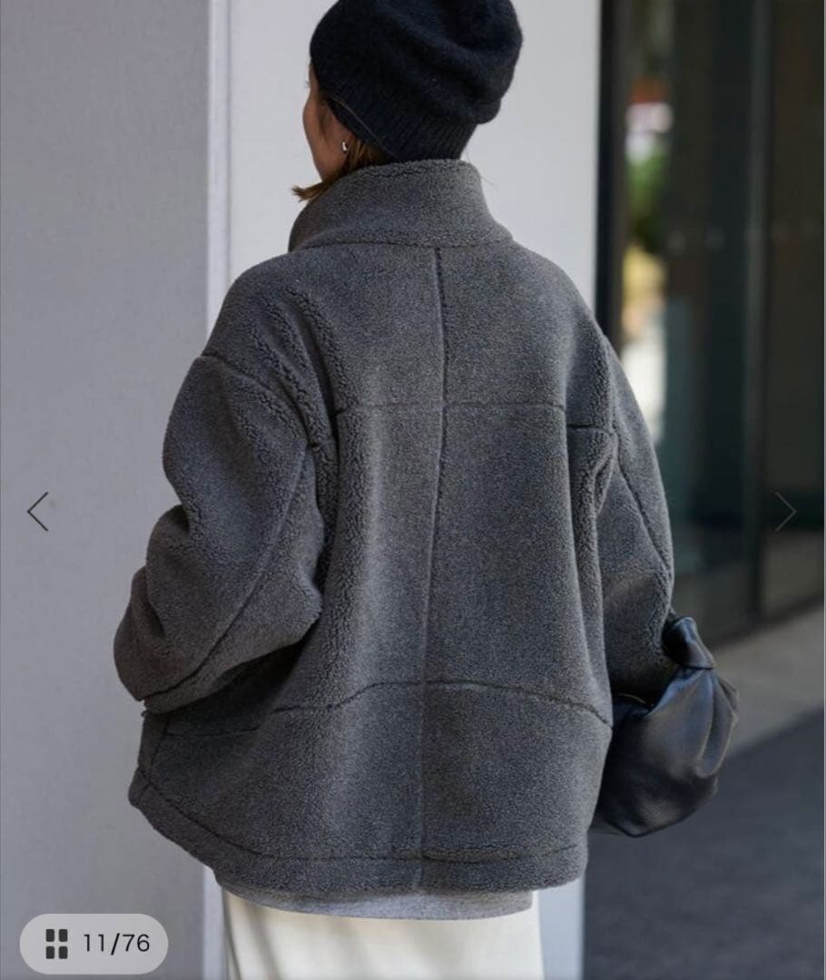 FRAMeWORK ウールボアスタンドブルゾン　グレー　38