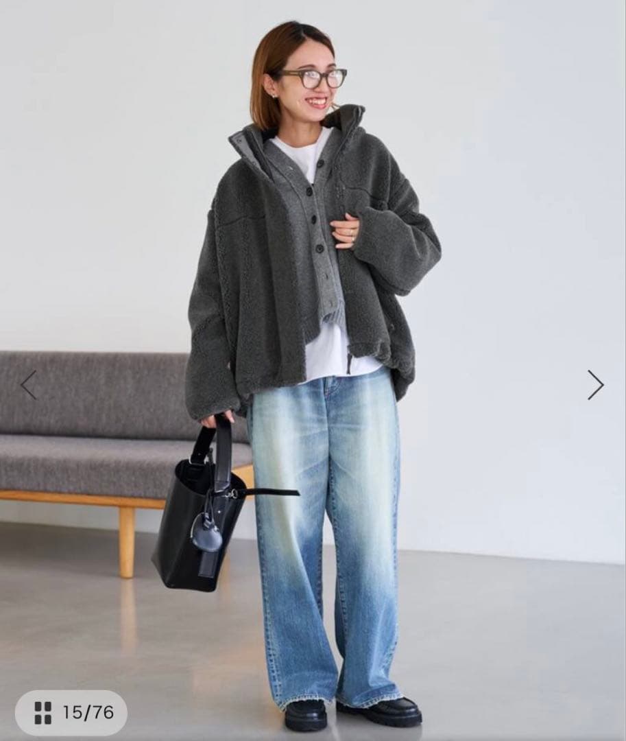 FRAMeWORK ウールボアスタンドブルゾン　グレー　38