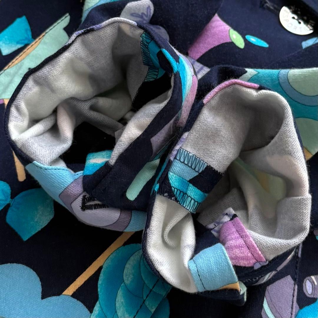 美品☆LEONARD レオナールスポーツ コート トリム 花柄 ネイビー 40