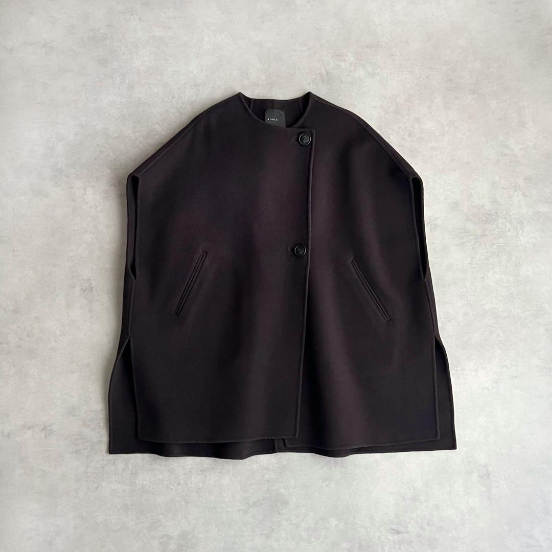 NOBLE MTRリバーポンチョジレ　ブラウン　2022AW ノーブル　カシミヤ