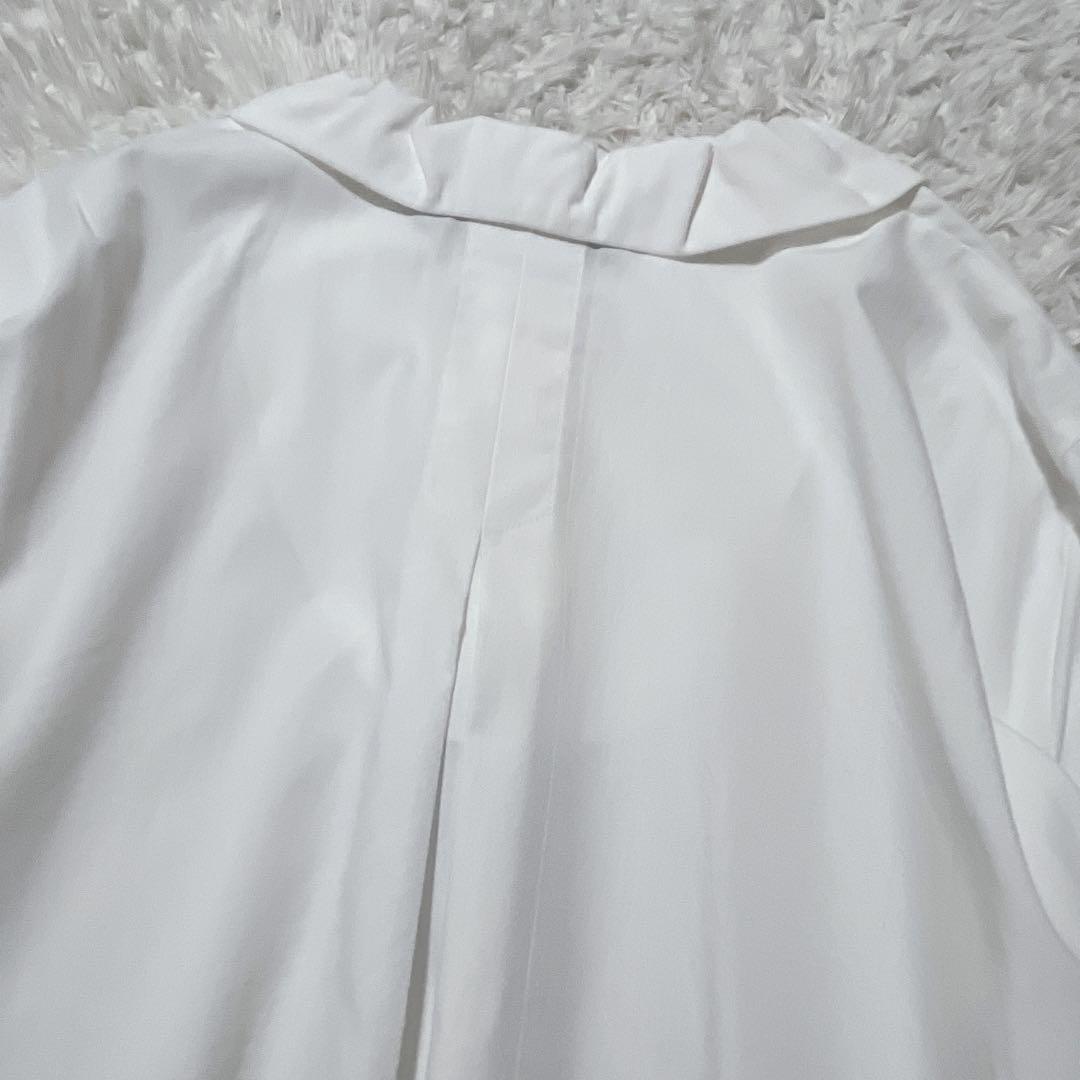 タグ付き新品✨ミズイロインド 丸襟ギャザー　ブラウスシャツ　長袖　ホワイト