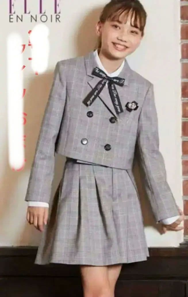 150 ELLE　卒服　グレンチェック　グレー系