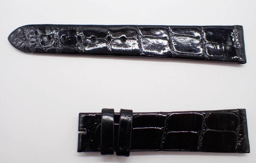 Breguet 19mm-16mmクロコダイルレザー 時計ベルト 黒艶あり