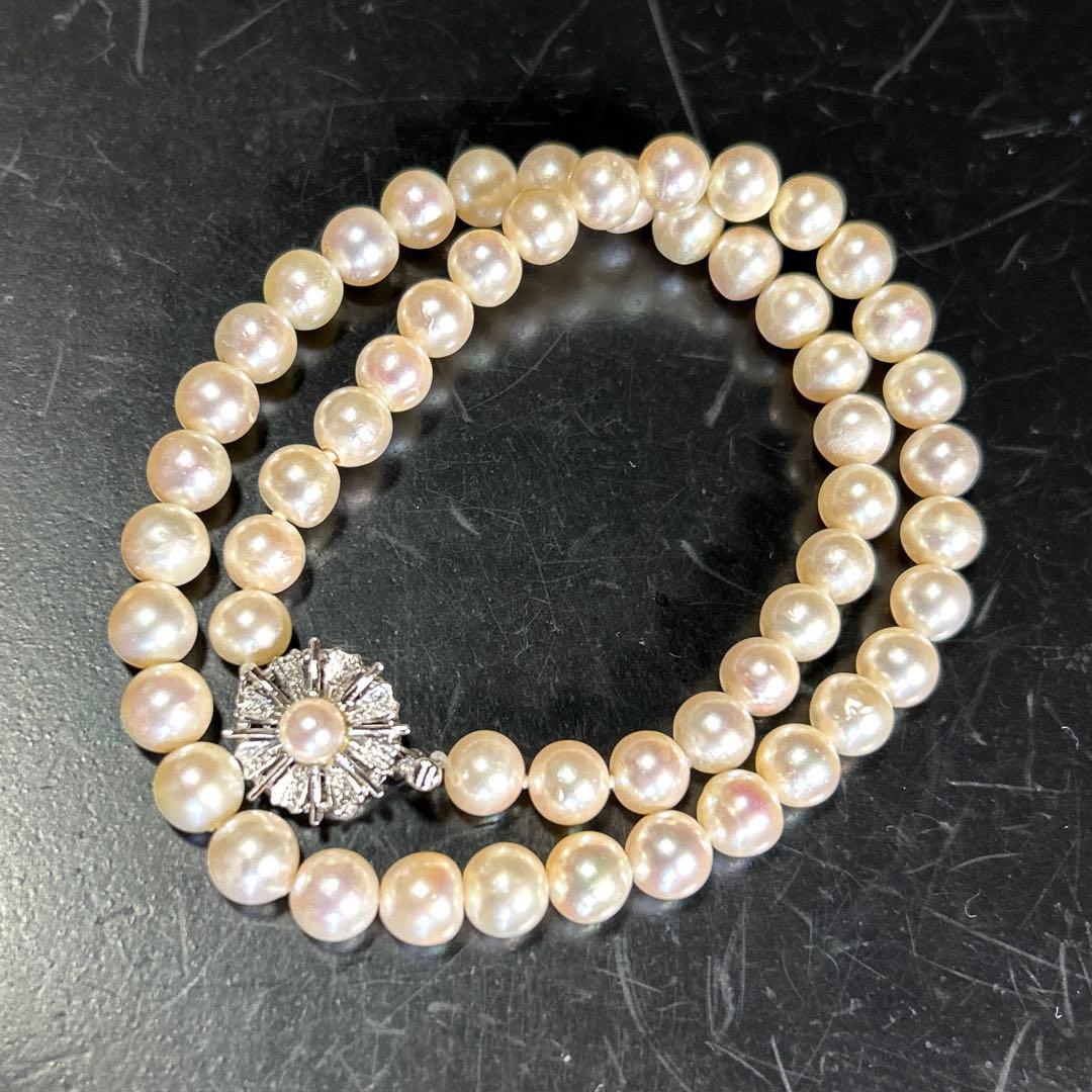 未使用❗️テリ巻き良品本真珠ネックレス7.5〜8.0mm