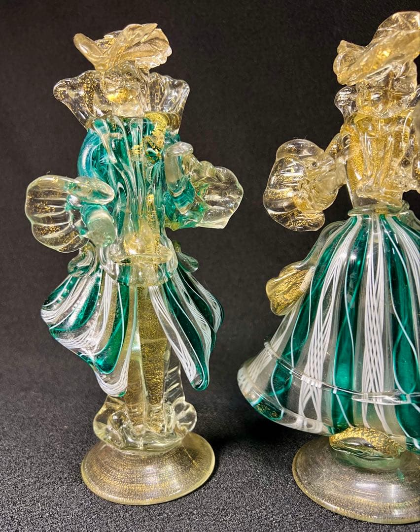 ベネチアン　ムラーノガラス　男女ペアー人形　置物