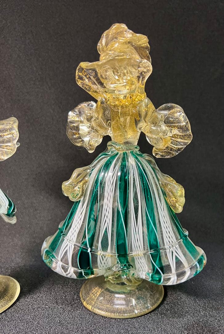 ベネチアン　ムラーノガラス　男女ペアー人形　置物