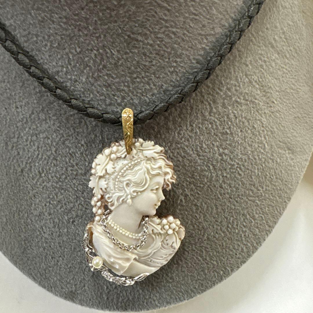 作家品 Ｋ１８ ＳＶ９２５ アコヤパール付き ペンダント