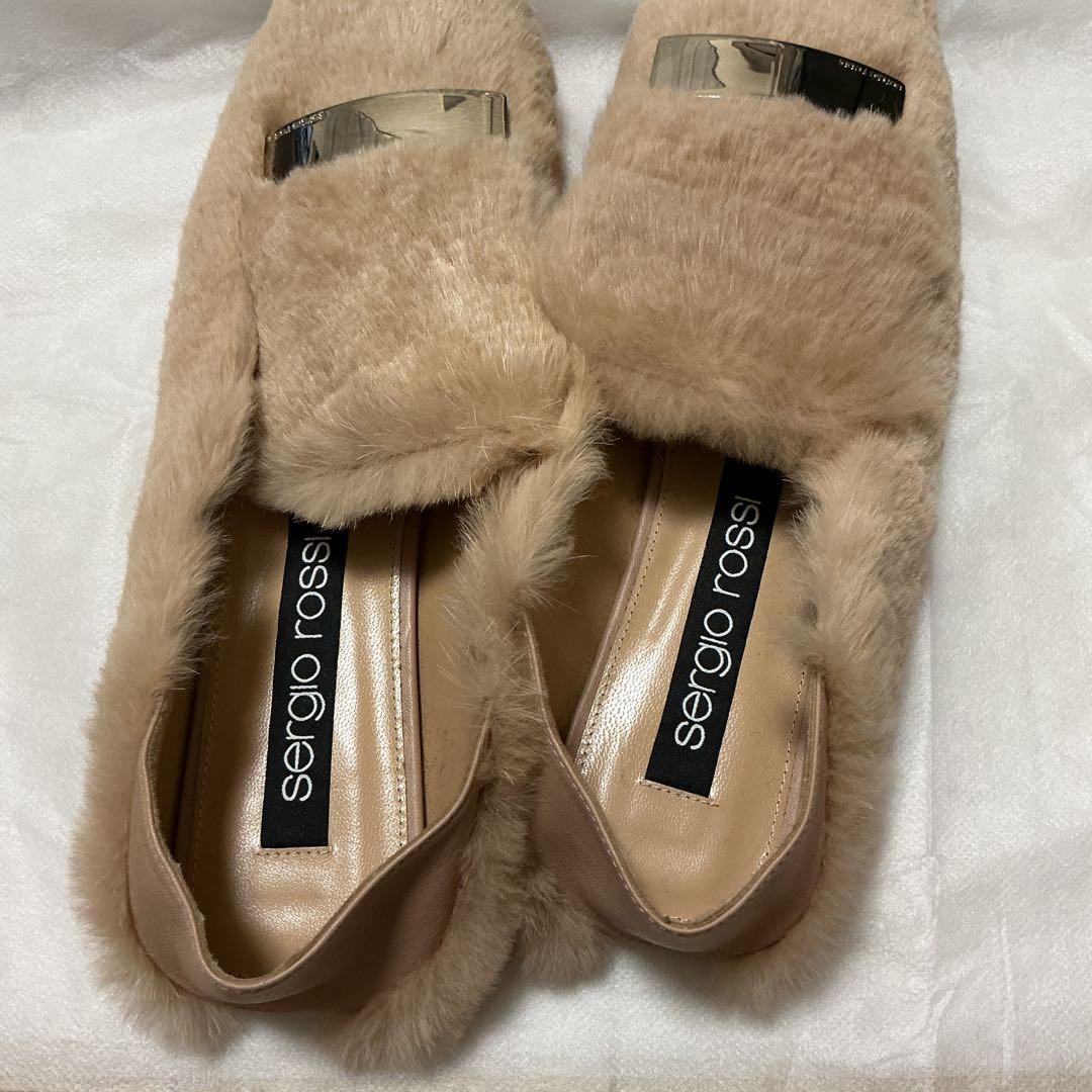 【新品】セロジオロッシ　Sergio Rossi ファー素材 靴 38
