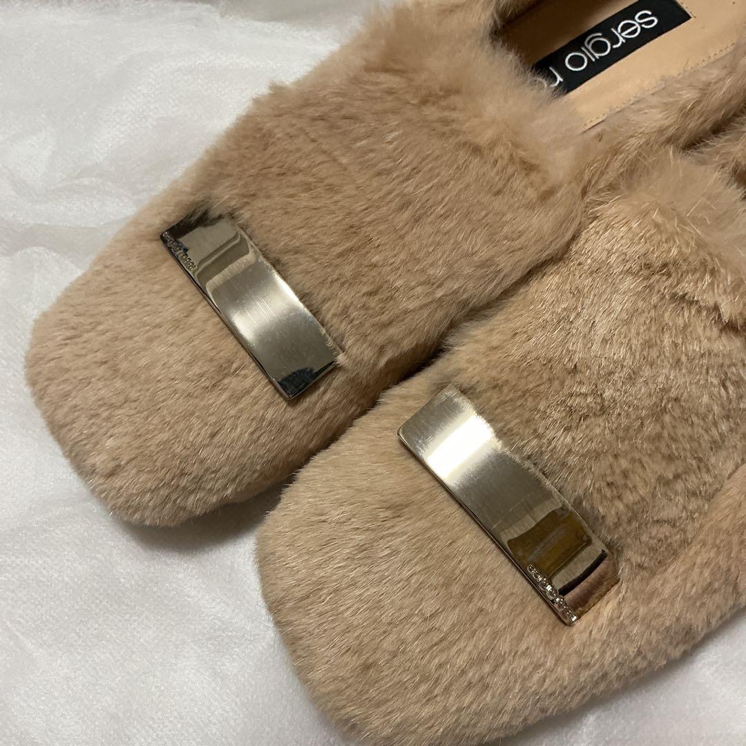 【新品】セロジオロッシ　Sergio Rossi ファー素材 靴 38