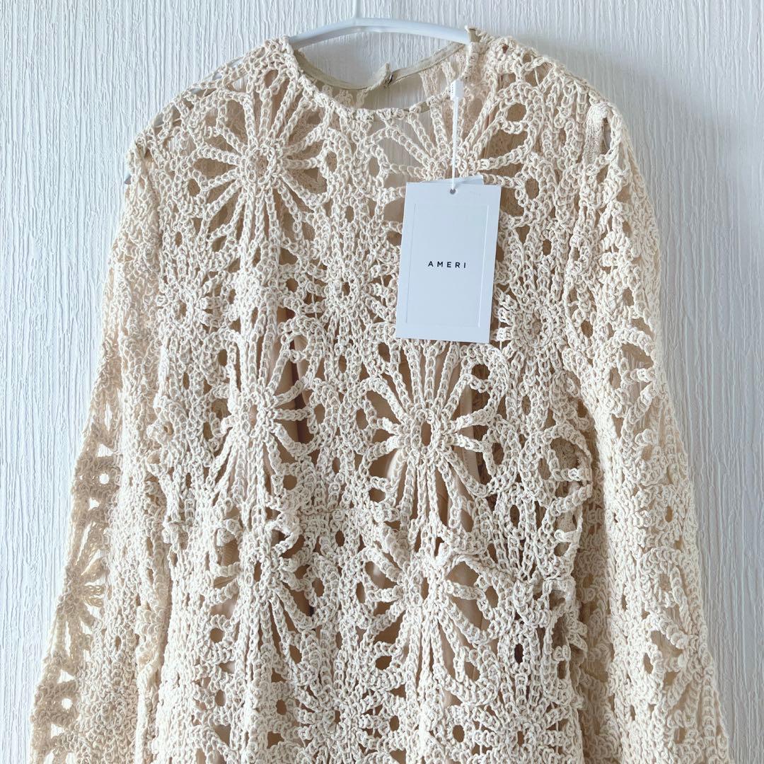 新品タグ付【Ameri】MEDI FLOWER SAINT LACE DRESS