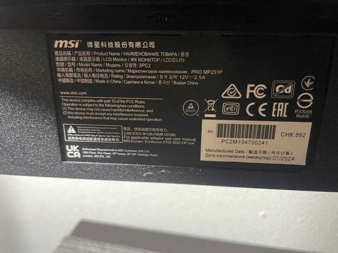 ディスプレイ・モニター本体 PRO MP251P Series