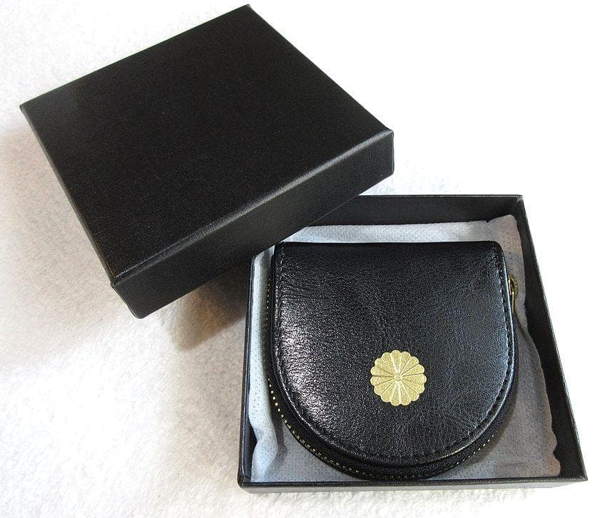 新品　皇居限定　本革ケース　人気黒　小銭入　菊葉文化協会