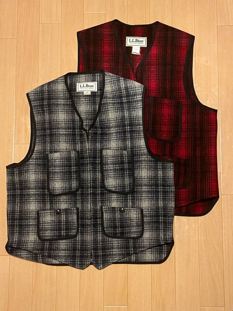 2色セットL.L.Beanウールリッチ製チェック柄ベストMサイズUSA製80's