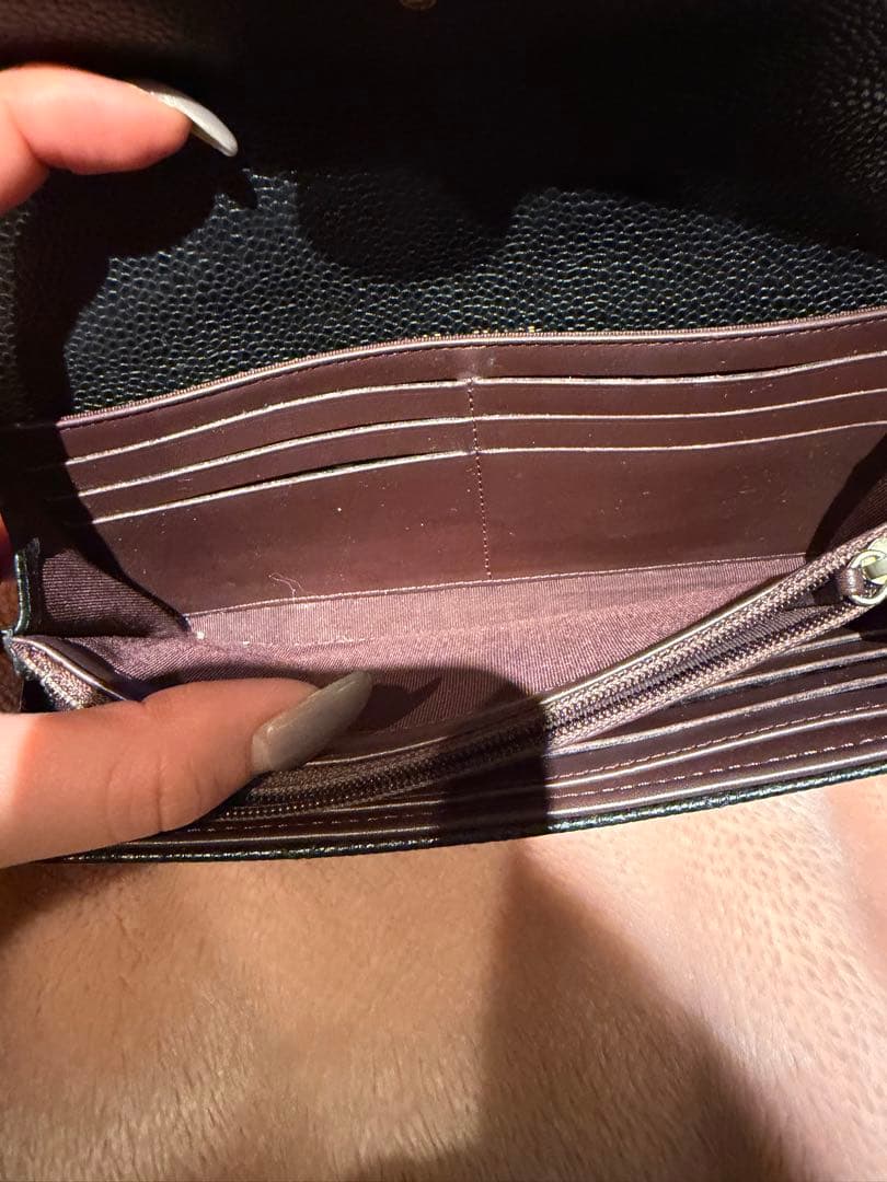 CHANEL キルティング ブラックレザー長財布