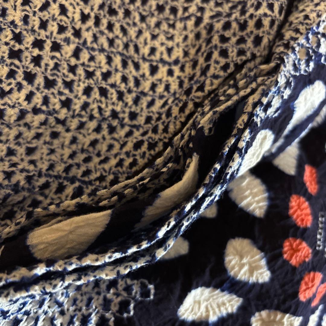 有松鳴海絞り浴衣 向日葵 ヒマワリ 身丈153 手縫い 藍染 絞り ヴィンテージ